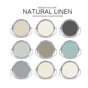 NATURAL LINEN coordinating Colors Modern interior home- Pre-packed paint palette - Sherwin Williams paint - Whole House Paint Colors