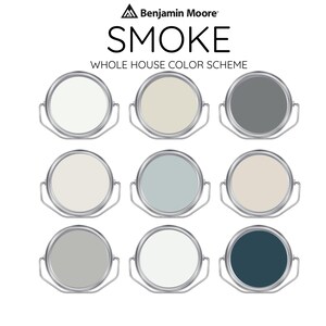 SMOKE Benjamin Moore Interior Paint Palette -Prepacked Paint palette, Modern Interior Paint - Whole House Paint Colors