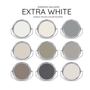 EXTRA WHITE coordinating Colors Modern interior home- Pre-packed paint palette - Sherwin Williams paint - Whole House Paint Colors