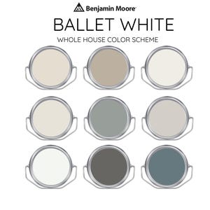 BALLET WHITE Benjamin Moore Interior Paint Palette -Prepacked Paint palette, Modern Interior Paint - Whole House Paint Colors