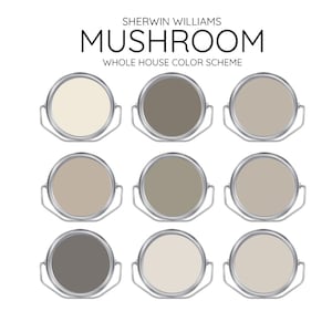 MUSHROOM coordinating Colors Modern interior home- Pre-packed paint palette - Sherwin Williams paint - Whole House Paint Colors