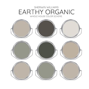 EARTHY ORGANIC coordinating Colors Modern interior home- Pre-packed paint palette - Sherwin Williams paint - Whole House Paint Colors
