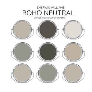 BOHO NEUTRAL Sherwin williams  Interior Paint Palette -Prepacked Paint palette, Modern Neutral Interior Paint - Whole House Paint Colors