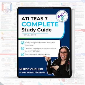 Guida completa allo studio ATI TEAS 7 (edizione 2026-2027) con aggiunta di HESI A2 - Download digitale / Infermiera Cheun
