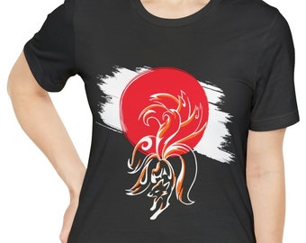 Japanisches Kitsune Fuchs T-Shirt: Anime Kawaii Grafik T-Shirt