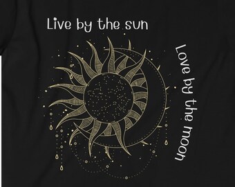 Camiseta Celestial Sol e Lua, Roupa Mística e Bruxa