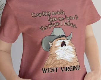 West Virginia Tee: Country Roads Cat Graphic Shirt