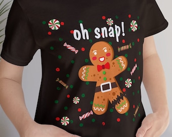 Oh Snap Gingerbread-kerst-T-shirt: grappig koekje voor de feestdagen