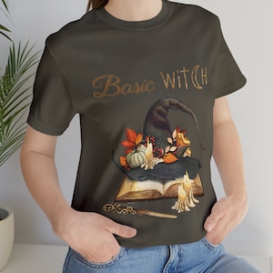 Enkel häxa Halloween-t-shirt, häxig höstt-shirt