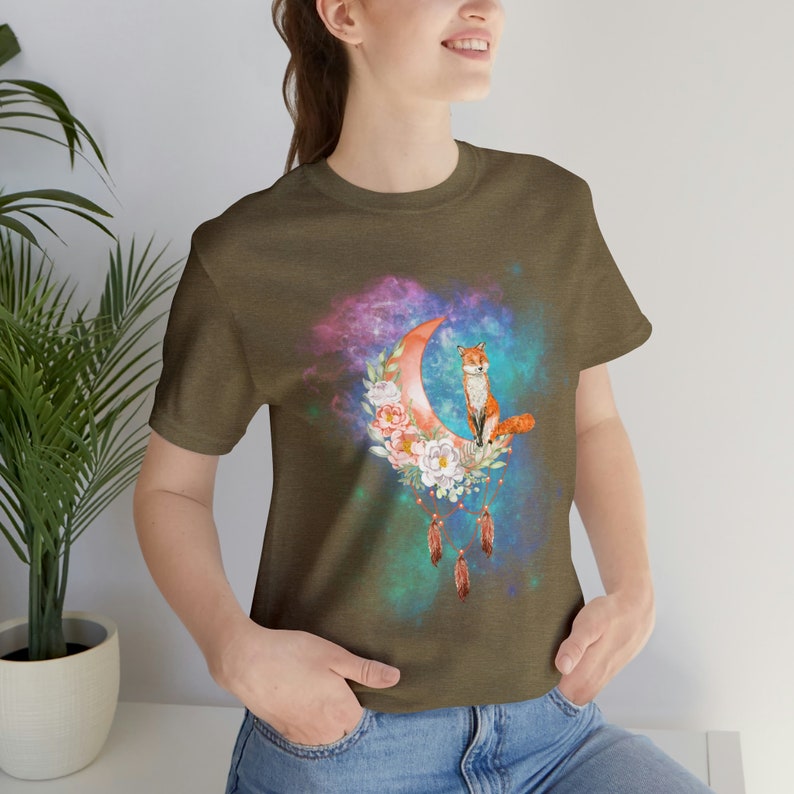 Floral Fox Moon Tee: Cottagecore Unisex Shirt image 9