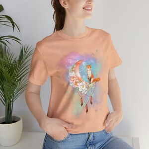 Floral Fox Moon Tee: Cottagecore Unisex Shirt image 7