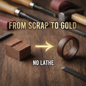 DIY Wooden Ring Making Guide PDF | Turn Scrap Wood into Jewelry | No Lathe Needed | Drill & Sand Method | Mens Ring Project