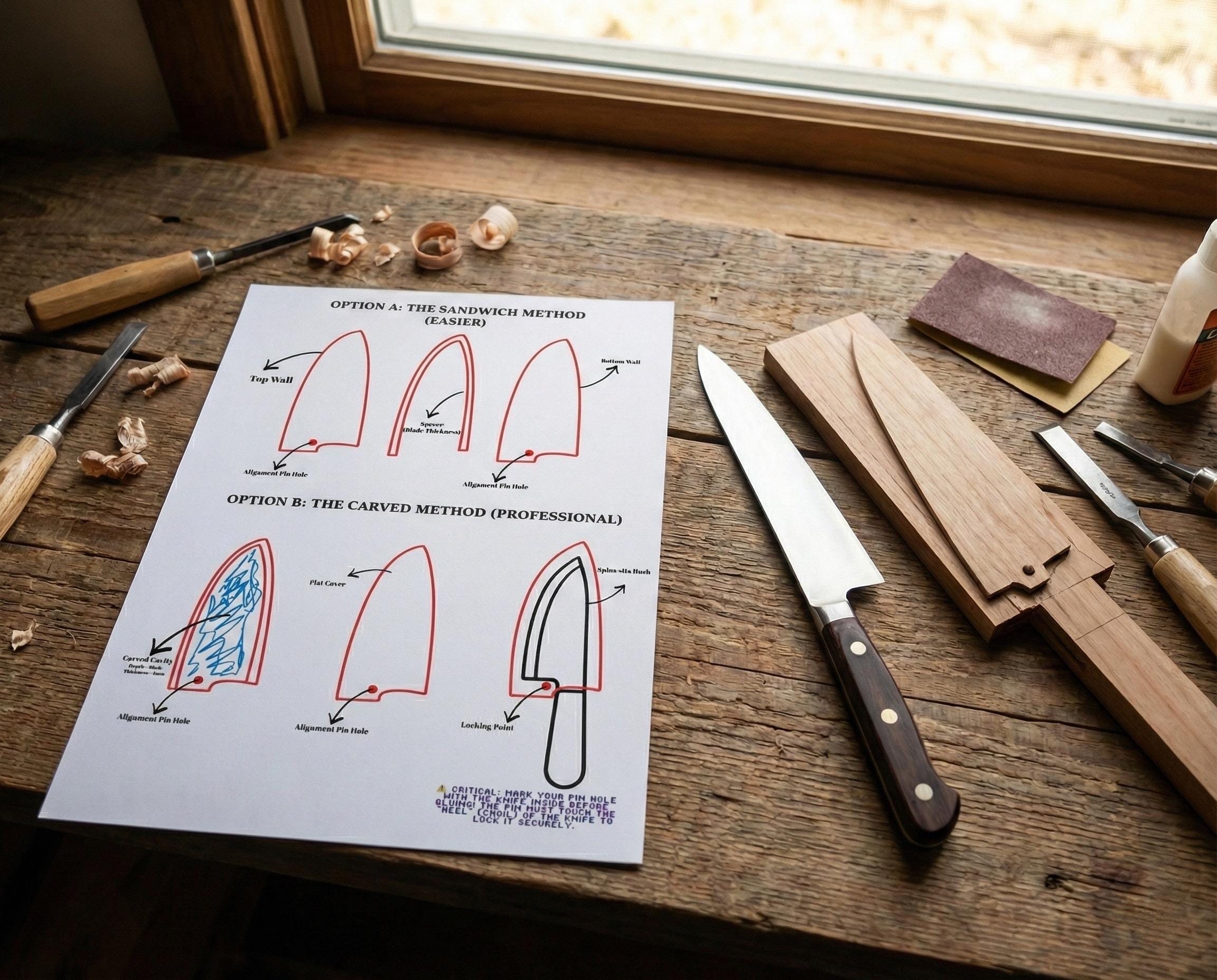Saya Pattern DIY Saya Pattern: Wooden Knife Sheath Guide for Chef Knives | Japanese ...
