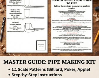 how to make tobacco pipe at home DIY Wooden Pipe Making Guide & Templates 3 Classic Tobacco Pipe Patterns  Step-by-Step PDF with Video Resources Beginner Whittling Patterns