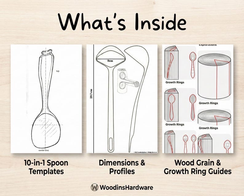 Spoon Carving Patterns & Guide | Beginner Woodworking PDF | Wood ...