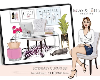 Business girl clipart Boss babe clipart, Planner girl clipart Office clipart, Girl boss Commercial use