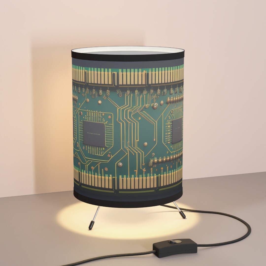Circuit Board Tripod Lamp With Highres Printed Shade Etsy