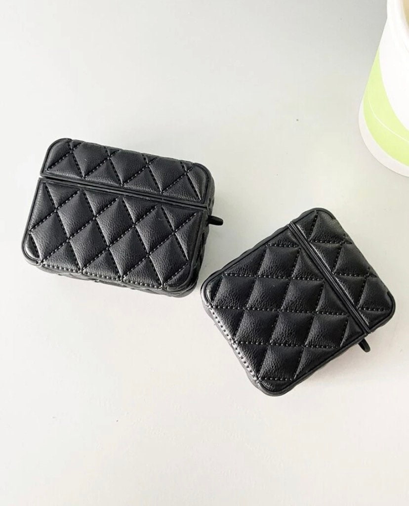 Chanel BNIB Black Caviar Air Pods Case - Vintage Lux