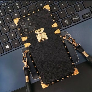 Iphone 11 caso marca de lujo moda Cuero