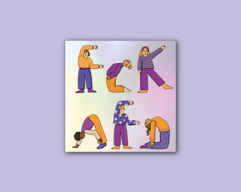 "Yoga Against the Right" Stickers | Holographic Square Stickers