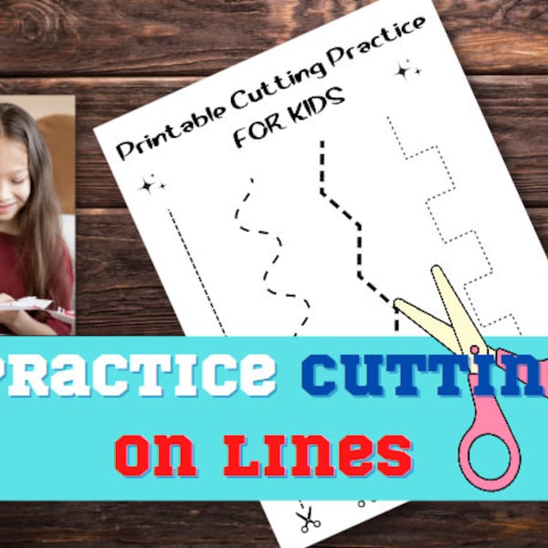 Toddler cutting practice with scissors worksheet