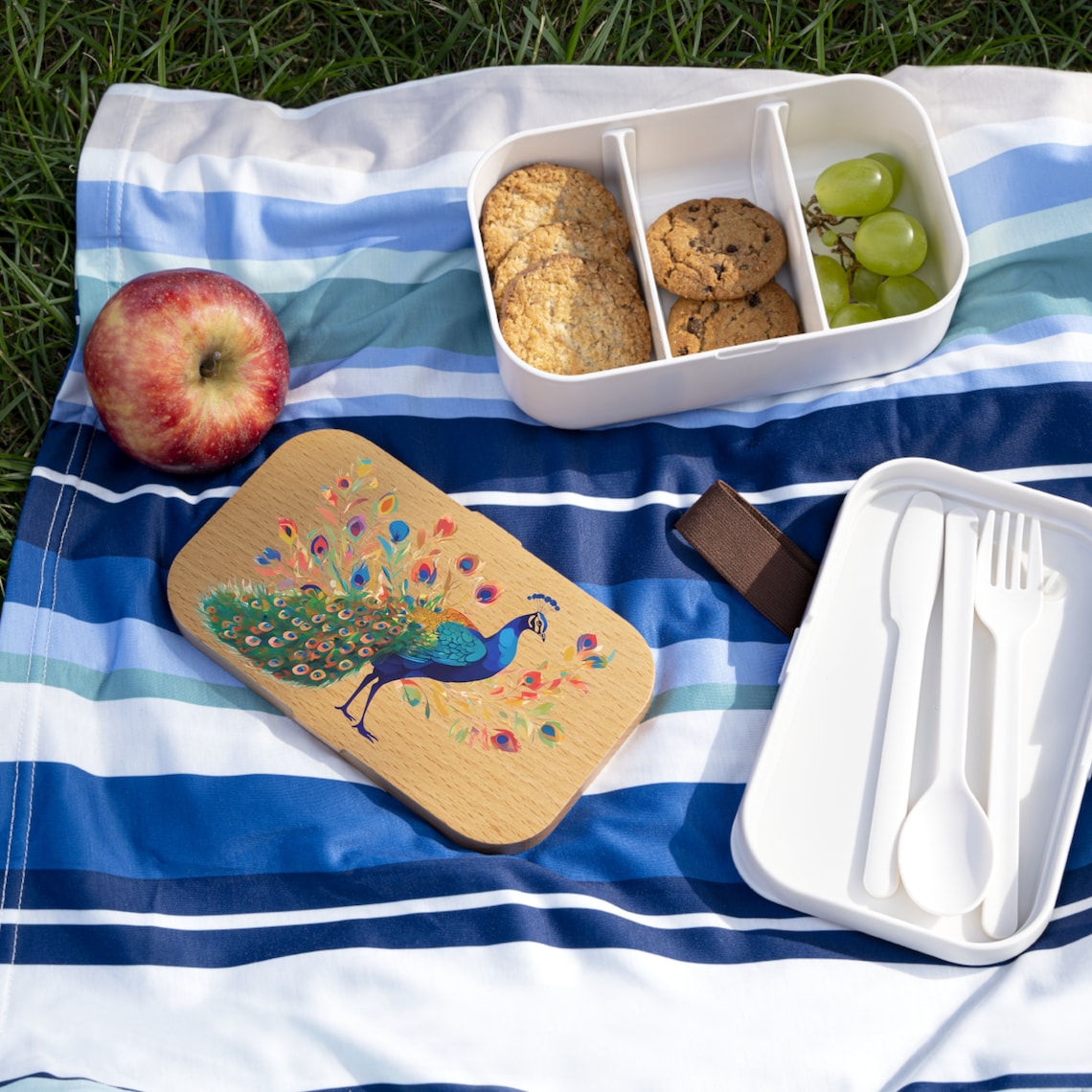 Majestic Peacock Bento Box, Bento Lunch Box, Sac Bento Wooden Cover BPA ...