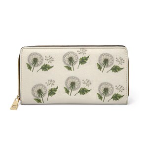 Cartera con cremallera de diente de león para mujer, cartera para mujer, estilo retro chic, minimalista, gran regalo para mujer, regalos de cumpleaños, bodas y fiestas para ella