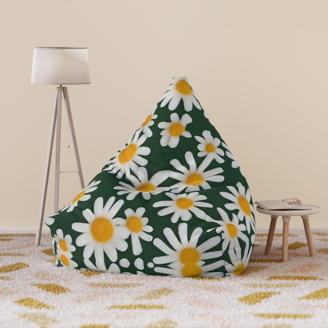 Giant Felt Daisy Bean Bag Chair Cover Custom Flower Bean Bag Aesthetic