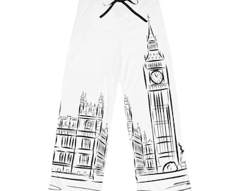 London Big Ben Pyjama Hose Gemütliche Nachtwäsche für Frauen, British UK Entspannung Freizeit Loungewear Ideal für ihren Geburtstag, Reise, Weihnachtsgeschenk