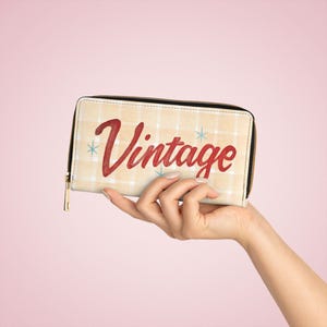 Vintage Zipper Wallet | Retro Style Purse, Unique Everyday Gifts For Her, Minimalist Travel, Back To School, Red Coin Pouch, Christmas Gift
