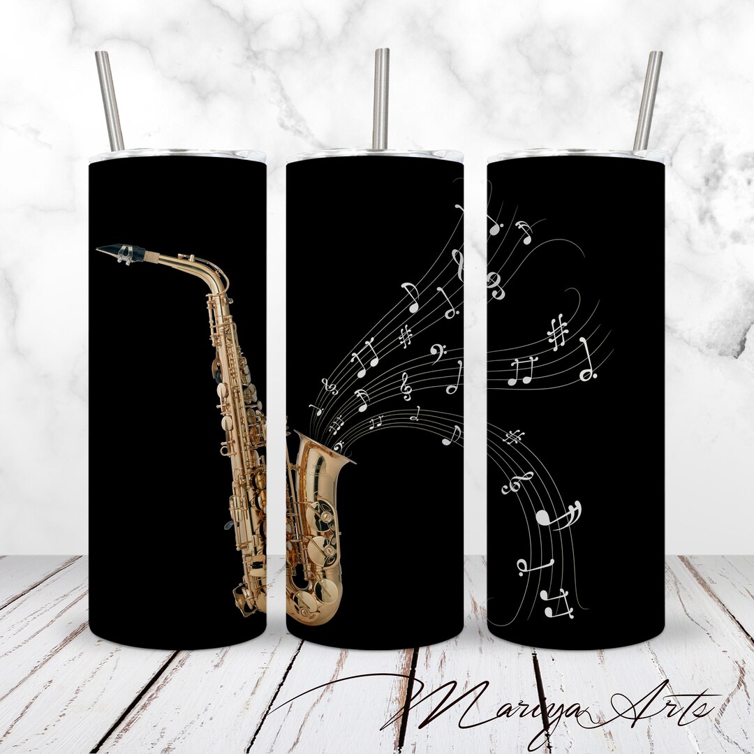Saxophone Tumbler Wrap Music Jazz 20oz Skinny Tumbler Sheet Etsy