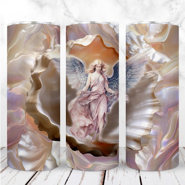 Angel Tumbler Wrap PNG 20oz Heavenly Flying Beautiful Guardian Angel Skinny Tumbler Seamless Sublimation Design Digital Instant Download