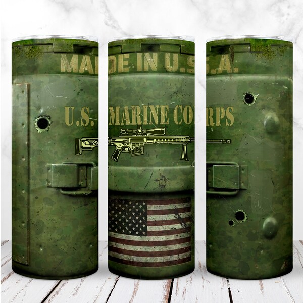 Military Tumbler Wrap PNG 20oz Skinny Tumbler Ammo Can Marine Corps US Army Box Ammo Veteran Sublimation Seamless Digital Instant Download