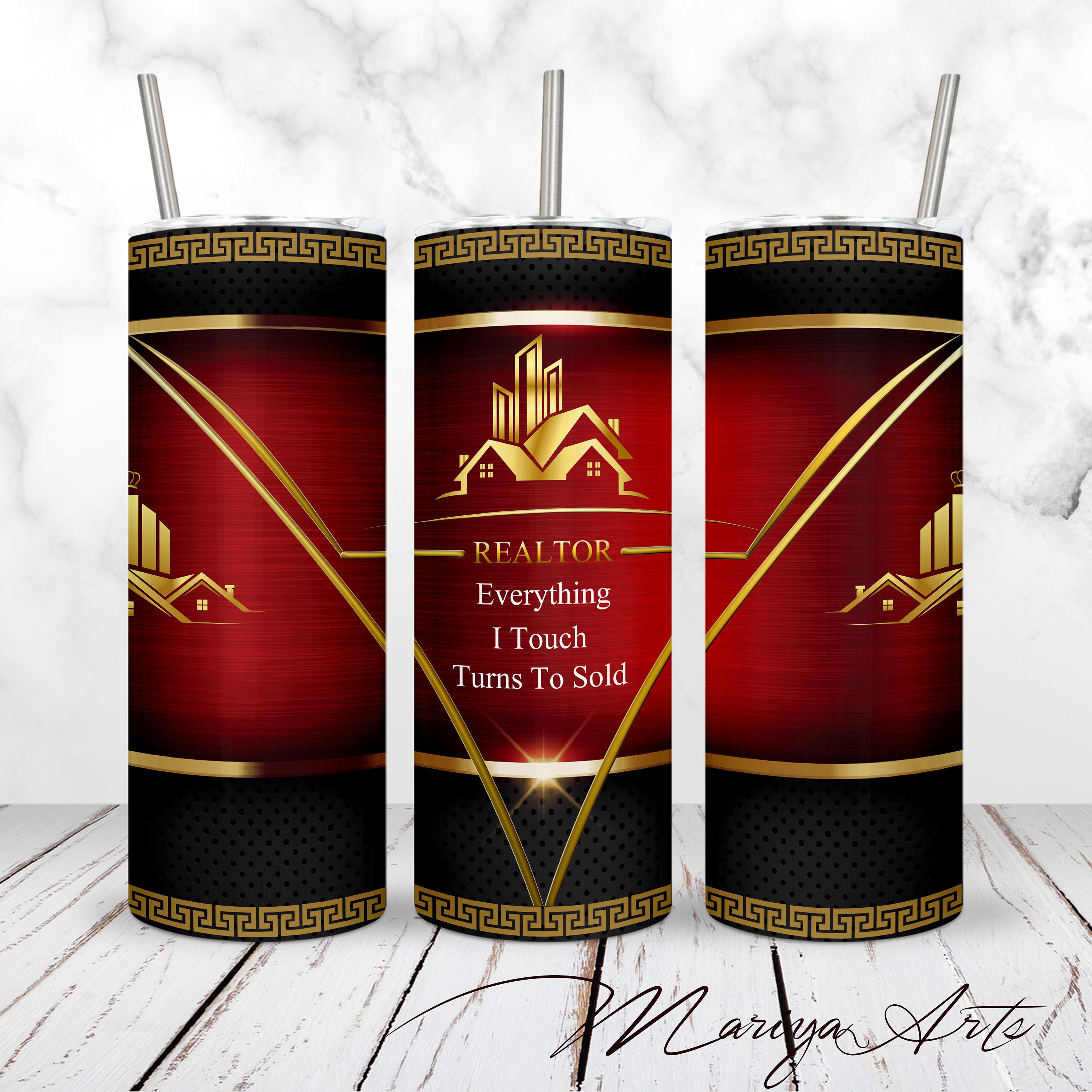 Realtor Tumbler Wrap PNG Real Estate Agent 20oz Skinny Tumbler