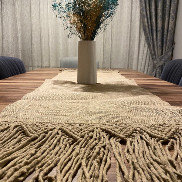 Macramé Runner, Cadeau voor jou, Macrame Decor, Boho Tafelloper, Boerderij Thema, Tafelaccessoires, Macramé Creaties, Tafelloper, Jute