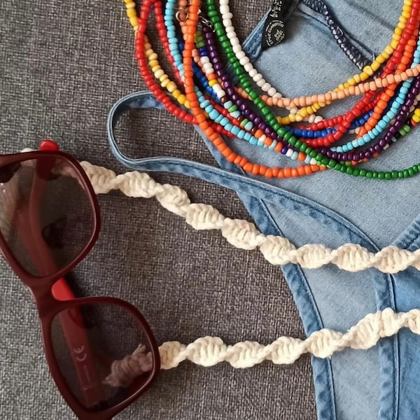 Chaînes de lunettes en macramé, accessoires de lunettes, chaînes de lunettes en macramé, chaînes de lunettes de soleil et de lunettes, cintre à lunettes, cintre de lunettes