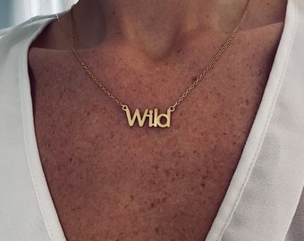 Wild gold stainless steel personalized necklace