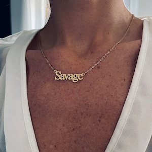 Savage Gold Stainless Steel Personalized Necklace