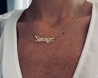 Savage Gold Stainless Steel Personalized Necklace