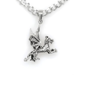 925 Silver Griffin, Sterling Silver Gryphon, Mythology Silver, Fantasy Silver, Griffon Necklace, Cute Dragon Charm, Gryphon Silver Charm.