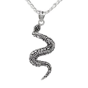 Motion Snake Necklace - 925 Sterling Silver Serpent Pendant With Motion - Life Like Reptile Necklace, Animal Serpente Gift Necklace. 0360