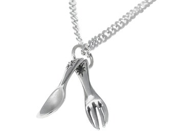 925 Sterling Silver Spoon Necklace. Spoon necklace fork necklace,  Spoon pendant, silver spoon necklace. Gift Necklace for Chef Jewelry.