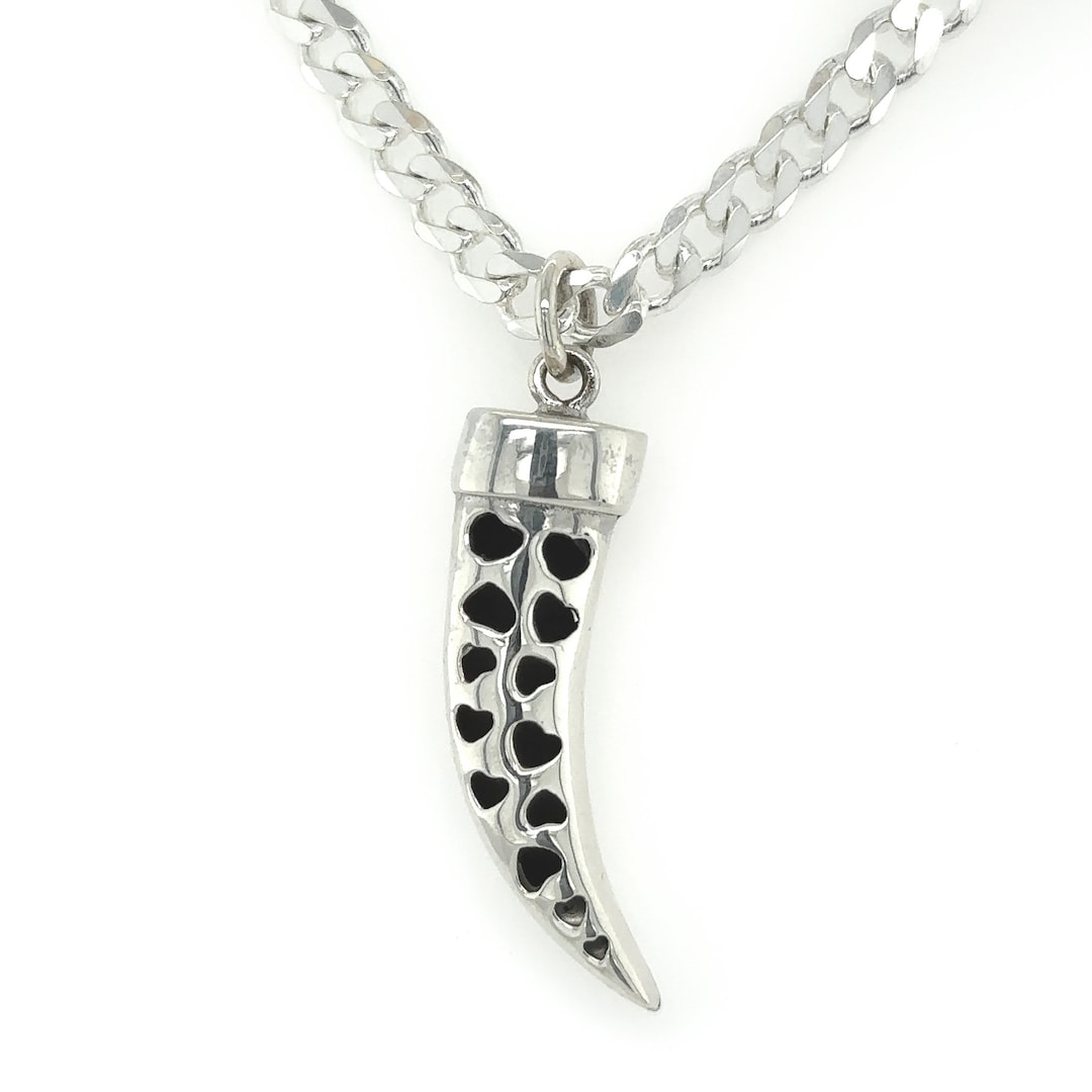 Sterling Silver Italian Horn Heart Necklace Unique Italy Horn Gift for
