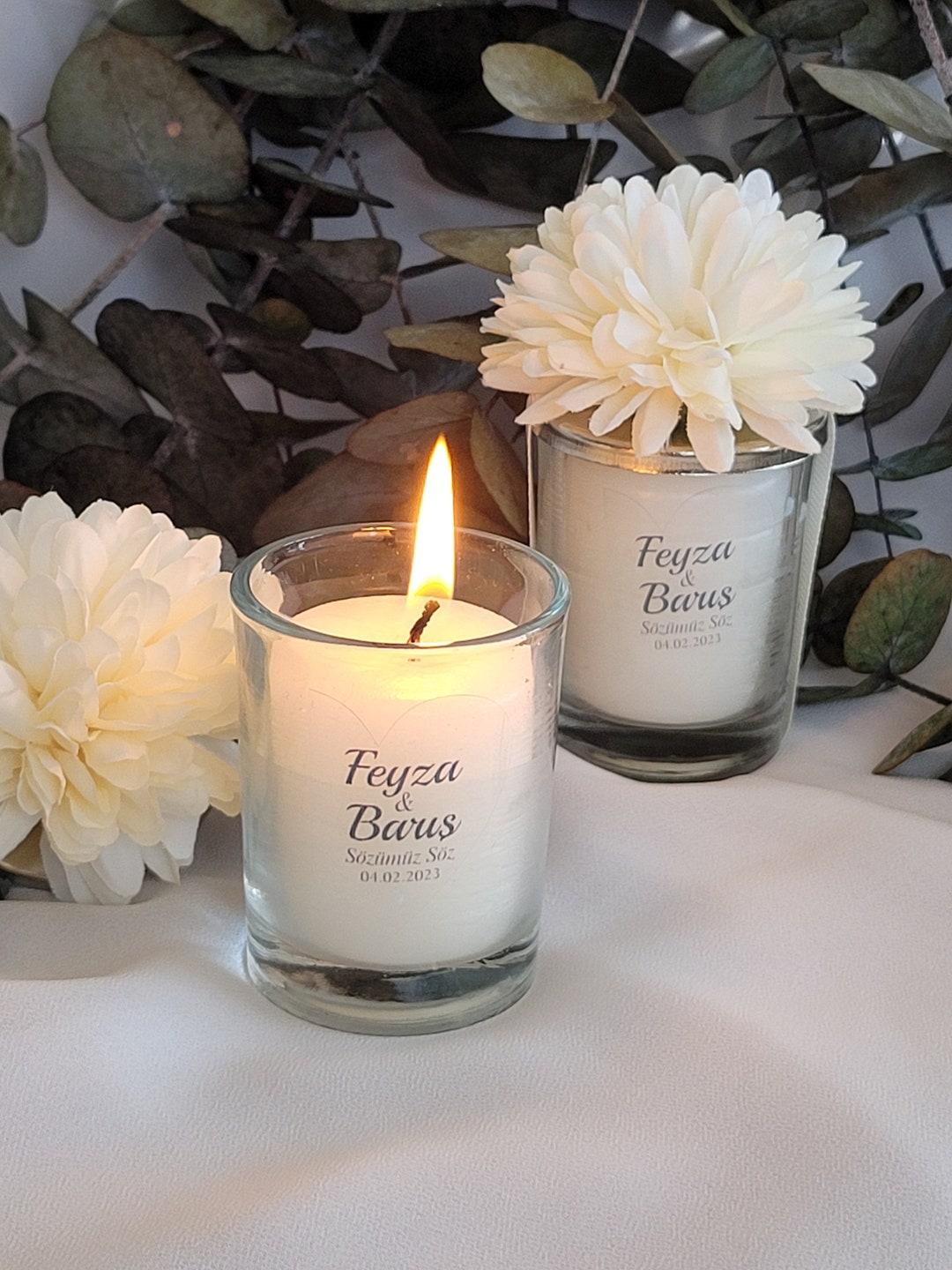 Personalized Glass Candle Gift for the Wedding Guest. Etsy