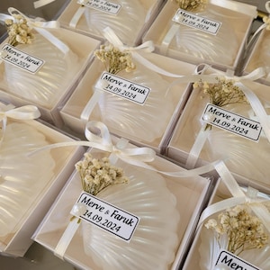 Natural Candles with pearl scented mussel filling for Wedding, Engagement, Henna, Bridal Party