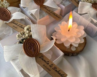Guest gift lotus candle for wedding, engagement, special day