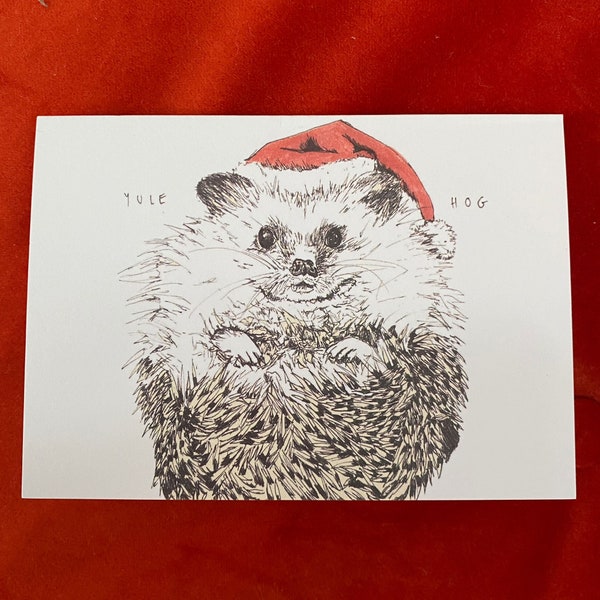 5 pack of Animal Santa Hat Christmas Cards!