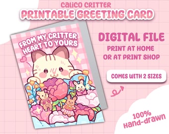 Sylvanian Critters Printable Greeting Card - Cute Valentines Day Card (Digital Download)