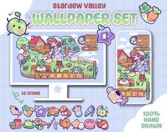 Cozy Farming Wallpaper Bundle - Juminocore Desktop & iPad Organizer + Phone Wallpaper – Icon Pack (Digital Download)