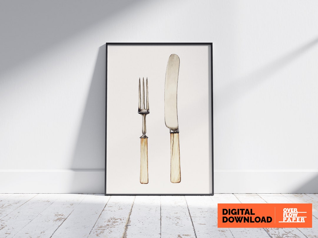 Vintage Knife and Fork Artwork Printable Download Rustic - Etsy